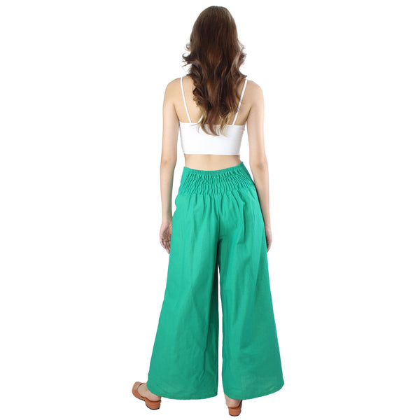 Solid Color Light Cotton Palazzo Pants in Green PP0076 010000 20