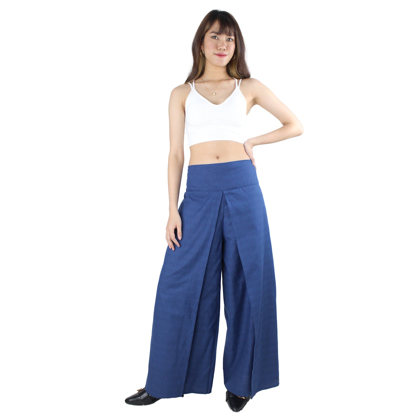 Solid Color Light Cotton Palazzo Pants in Bright Navy PP0076 010000 07