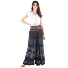 Load image into Gallery viewer, Rooster Boho Folklore Unisex Cotton Palazzo pants in Black PP0076 010095 01