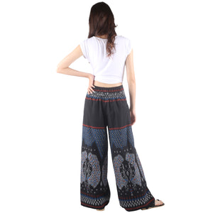 Rooster Boho Folklore Unisex Cotton Palazzo pants in Black PP0076 010095 01