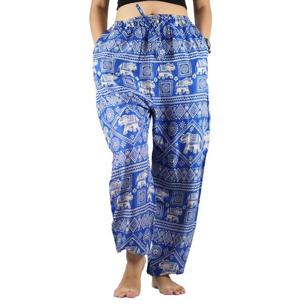 African Elephant Unisex Drawstring Genie Pants in Bright Navy PP0110 020004 06