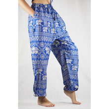 Load image into Gallery viewer, African Elephant Unisex Drawstring Genie Pants in Bright Navy PP0110 020004 06