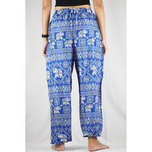 Load image into Gallery viewer, African Elephant Unisex Drawstring Genie Pants in Bright Navy PP0110 020004 06