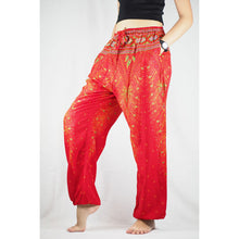 Load image into Gallery viewer, Peacock Unisex Drawstring Genie Pants in Red PP0110 020008 05