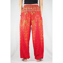 Load image into Gallery viewer, Peacock Unisex Drawstring Genie Pants in Red PP0110 020008 05