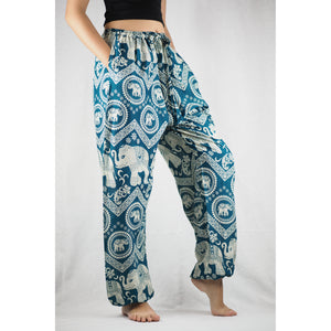 Buddha Elephant Unisex Drawstring Genie Pants in Green PP0110 020009 01