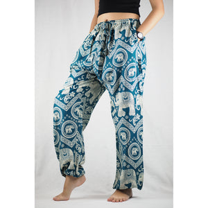 Buddha Elephant Unisex Drawstring Genie Pants in Green PP0110 020009 01