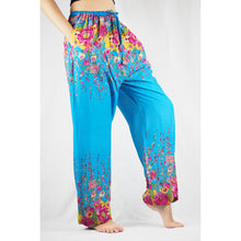 Load image into Gallery viewer, Floral Royal Unisex Drawstring Genie Pants in Blue PP0110 020010 02