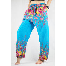 Load image into Gallery viewer, Floral Royal Unisex Drawstring Genie Pants in Blue PP0110 020010 02