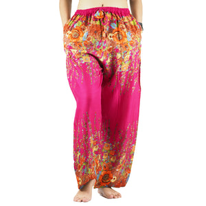 Floral Royal Unisex Drawstring Genie Pants in Pink PP0110 020010 04