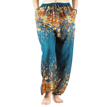 Load image into Gallery viewer, Floral Royal Unisex Drawstring Genie Pants in Ocean Blue PP0110 020010 07