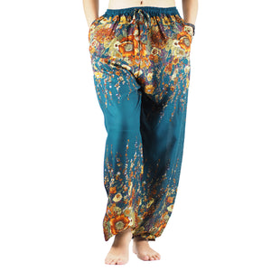 Floral Royal Unisex Drawstring Genie Pants in Ocean Blue PP0110 020010 07