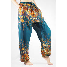 Load image into Gallery viewer, Floral Royal Unisex Drawstring Genie Pants in Ocean Blue PP0110 020010 07