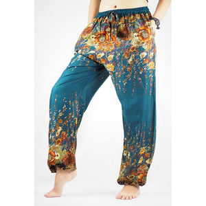 Floral Royal Unisex Drawstring Genie Pants in Ocean Blue PP0110 020010 07