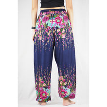 Load image into Gallery viewer, Floral Royal Unisex Drawstring Genie Pants in Navy PP0110 020010 08