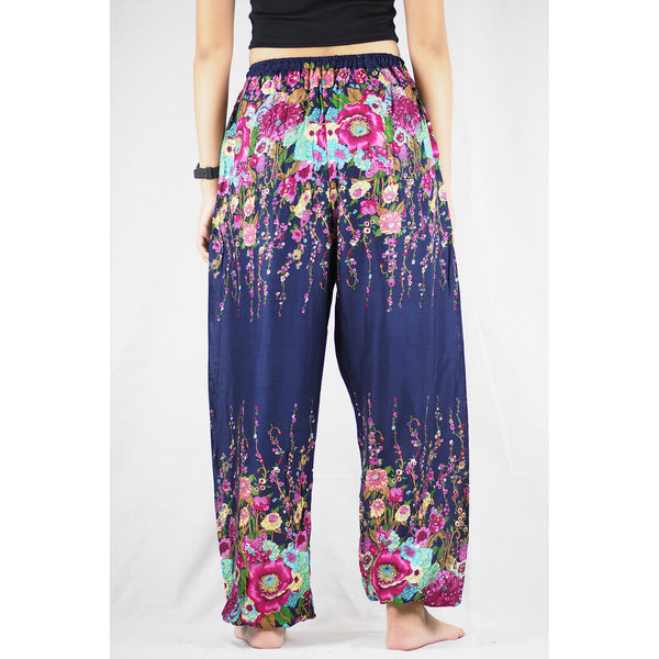 Floral Royal Unisex Drawstring Genie Pants in Navy PP0110 020010 08