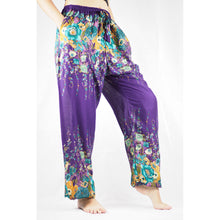 Load image into Gallery viewer, Floral Royal Unisex Drawstring Genie Pants in Purple PP0110 020010 12
