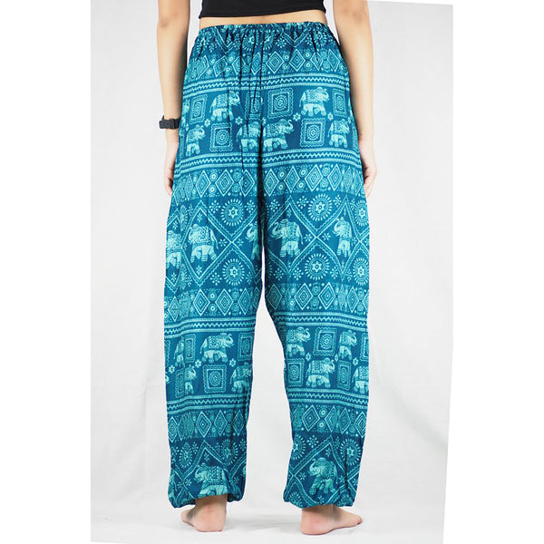 Elephant Stamp Unisex Drawstring Genie Pants in Ocean Blue PP0110 020013 04