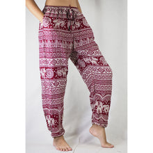 Load image into Gallery viewer, Elephant Temple Unisex Drawstring Genie Pants in Red PP0110 020014 05