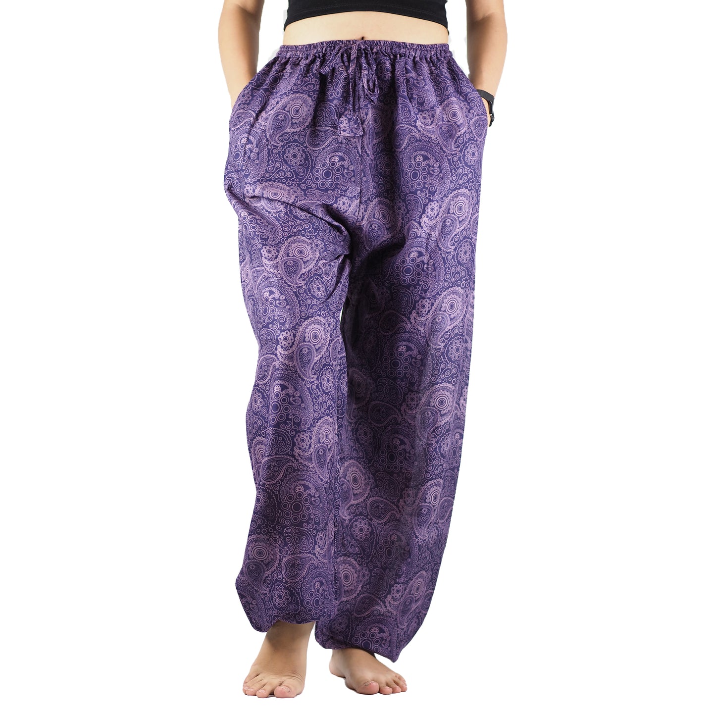 Paisley Mistery Unisex Drawstring Genie Pants in Purple PP0110 020016 08