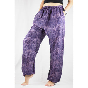 Paisley Mistery Unisex Drawstring Genie Pants in Purple PP0110 020016 08