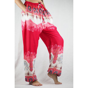 Solid Top Elephant Unisex Drawstring Genie Pants in Red PP0110 020017 05