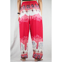 Load image into Gallery viewer, Solid Top Elephant Unisex Drawstring Genie Pants in Red PP0110 020017 05