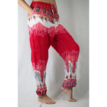 Load image into Gallery viewer, Solid Top Elephant Unisex Drawstring Genie Pants in Bright Red PP0110 020018 05