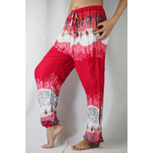 Load image into Gallery viewer, Solid Top Elephant Unisex Drawstring Genie Pants in Bright Red PP0110 020018 05