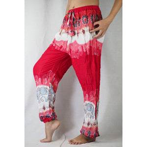 Solid Top Elephant Unisex Drawstring Genie Pants in Bright Red PP0110 020018 05