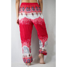 Load image into Gallery viewer, Solid Top Elephant Unisex Drawstring Genie Pants in Bright Red PP0110 020018 05
