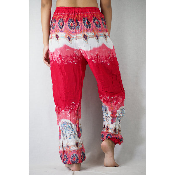 Solid Top Elephant Unisex Drawstring Genie Pants in Bright Red PP0110 020018 05