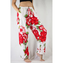 Load image into Gallery viewer, Color flower Unisex Drawstring Genie Pants in Red PP0110 020019 06