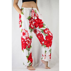 Color flower Unisex Drawstring Genie Pants in Red PP0110 020019 06