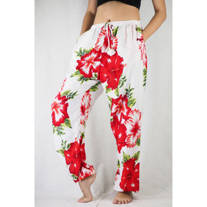 Color flower Unisex Drawstring Genie Pants in Red PP0110 020019 06