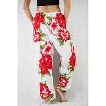 Load image into Gallery viewer, Color flower Unisex Drawstring Genie Pants in Red PP0110 020019 06