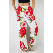 Load image into Gallery viewer, Color flower Unisex Drawstring Genie Pants in Red PP0110 020019 06