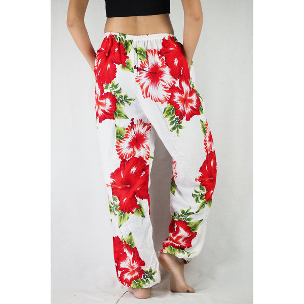 Color flower Unisex Drawstring Genie Pants in Red PP0110 020019 06