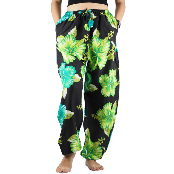 Princess Mandala Unisex Drawstring Genie Pants in Green PP0110 020020 05