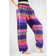 Load image into Gallery viewer, Funny Stripe Unisex Drawstring Genie Pants in Purple PP0110 020021 03