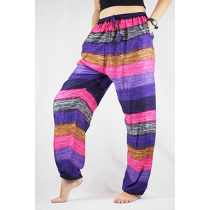 Funny Stripe Unisex Drawstring Genie Pants in Purple PP0110 020021 03