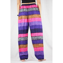 Load image into Gallery viewer, Funny Stripe Unisex Drawstring Genie Pants in Purple PP0110 020021 03