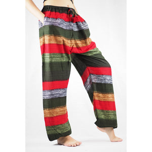 Funny Stripe Unisex Drawstring Genie Pants in Green PP0110 020021 04