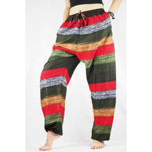 Load image into Gallery viewer, Funny Stripe Unisex Drawstring Genie Pants in Green PP0110 020021 04