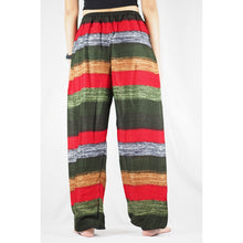 Load image into Gallery viewer, Funny Stripe Unisex Drawstring Genie Pants in Green PP0110 020021 04