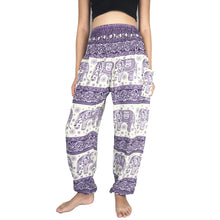 Load image into Gallery viewer, Cute elephant 27 men/women harem pants in Purple PP0004 020027 01