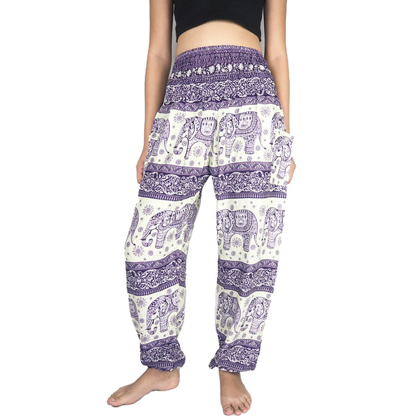 Cute elephant 27 men/women harem pants in Purple PP0004 020027 01