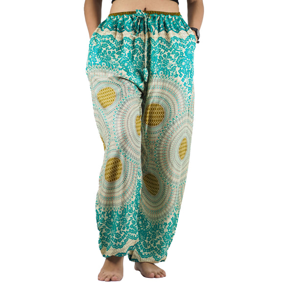 Tone mandala Unisex Drawstring Genie Pants in Ocean Green PP0110 020032 06