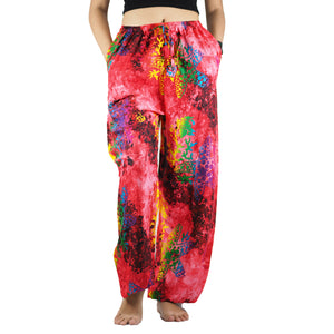 Tie dye Unisex Drawstring Genie Pants in Red PP0110 020037 01