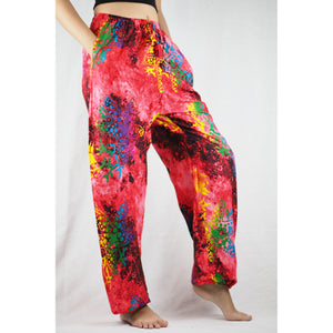 Tie dye Unisex Drawstring Genie Pants in Red PP0110 020037 01